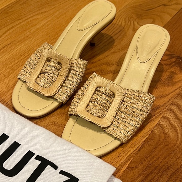SCHUTZ Women's Woven Tan Slide Sandals - Picture 2 of 6